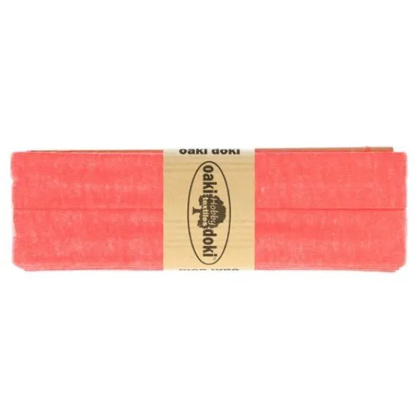 Oaki Doki Tricot Biaisband - Gemeleerd Neon Roze 953