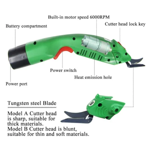 Oplaadbare Elektrische Stofschaar - Green WBT2