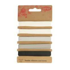 Opry Gekleurd Lint 10mm-White/Grey/ Black