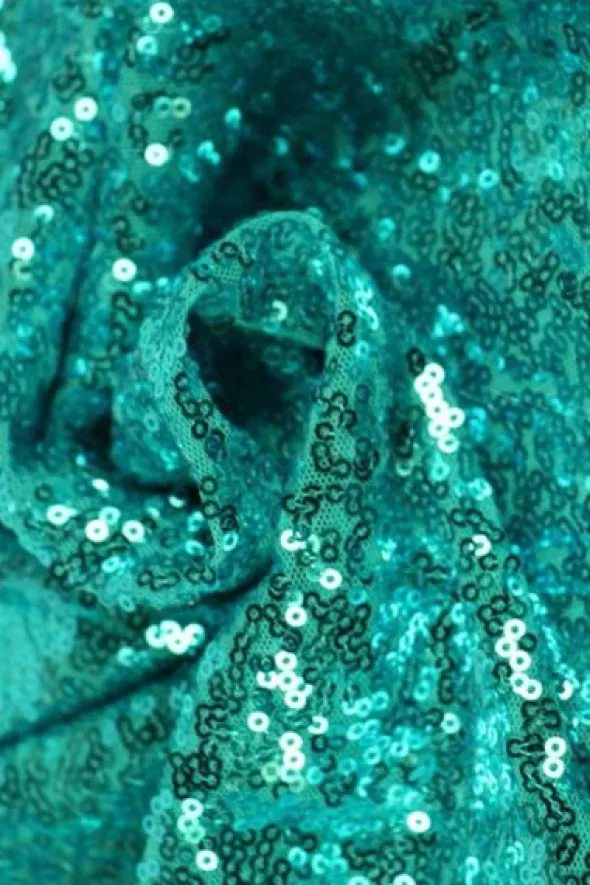 Pailletten Stof - Aqua