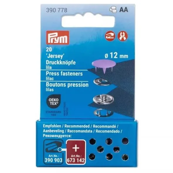 Prym - Gekleurde Jersey drukknopen 12mm - Lilac