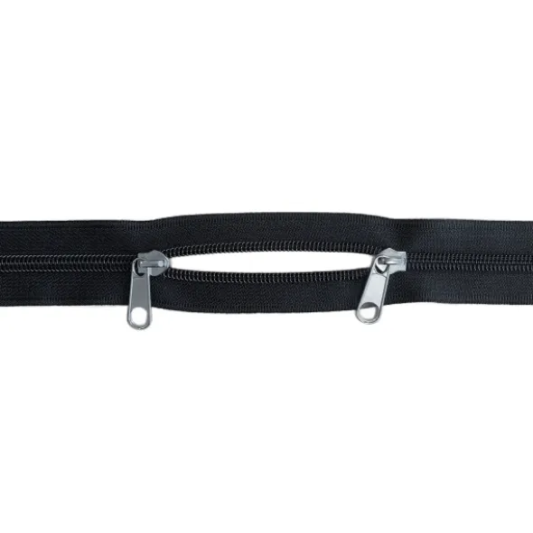 Rits met 2 Schuivers - 80cm - Niet Deelbaar - Black/Silver