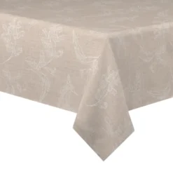 Tafelzeil - White Flower on Beige