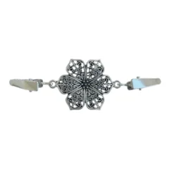 Vest-/Noorse Sluiting - Petal Flower Zilver