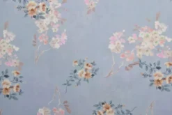 Viscose - Caramel/Pink Flowers on Dusty Blue