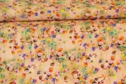 Viscose - Colorful Magical Flowers on Salmon