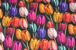Viscose - Digital Dutch Tulips on Black