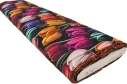 Viscose - Digital Dutch Tulips on Black