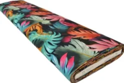 Viscose - Digital Multicolor Leaves on Black