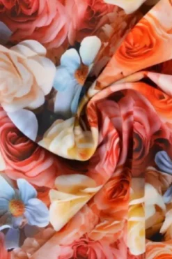 Viscose - Digital Pink/Orange/White Roses
