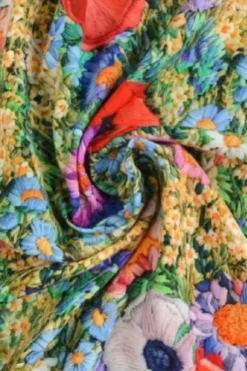 Viscose - Embroidered Flowers in a Flower field