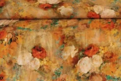 Viscose - Fall Colored Art Flowers on Ocher