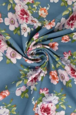 Viscose - Lovely Bouquet on Steelblue