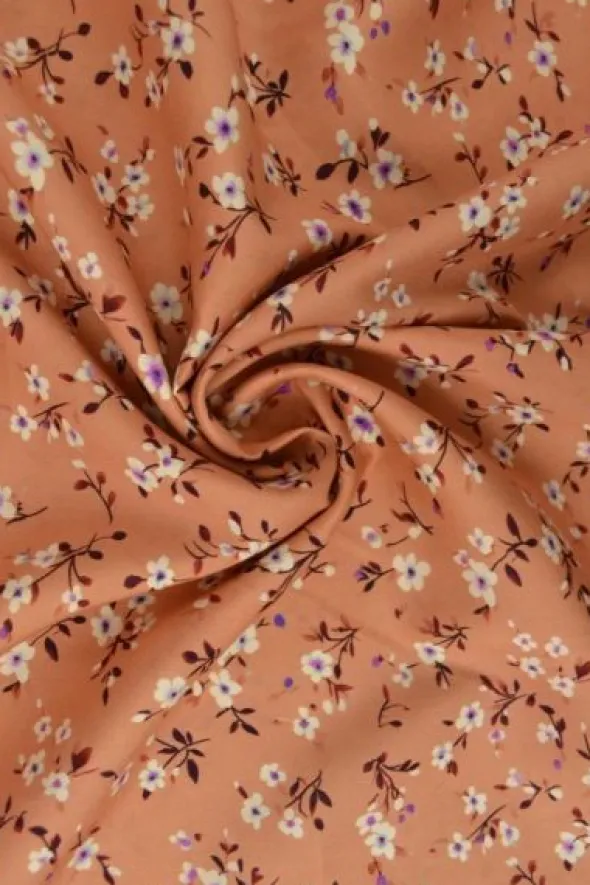 Viscose - Lovely Flower on Salmon