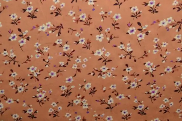 Viscose - Lovely Flower on Salmon