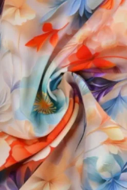 Viscose - Multicolor Paper Flowers on Soft Lavender