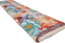 Viscose - Multicolor Paper Flowers on Soft Lavender