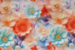 Viscose - Multicolor Paper Flowers on Soft Lavender
