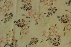 Viscose - Orange/Blue Flowers on Dirty Grey/Green