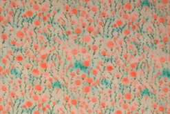 Viscose - Petit Flowers Bright Coral on Taupe