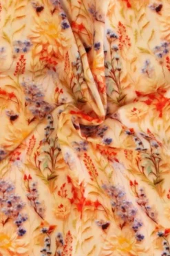 Viscose - Real Flower Flatlay on Soft Pink/Orange
