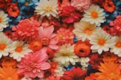 Viscose - Real Multicolor Bouquet of Flowers