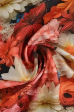 Viscose - Real Multicolor Bouquet of Flowers