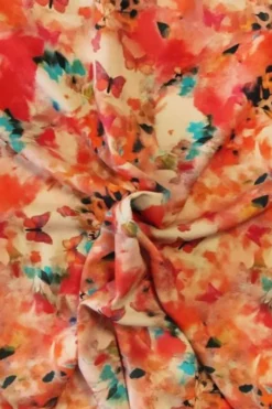 Viscose - Red/White/Blue Aquarel Art and Butterflies