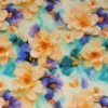 Viscose - Soft Vanilla Flowers on Petrol and Blue