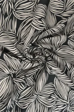 Viscose - Striped Flowers - Black/White