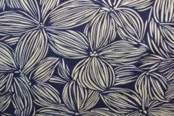 Viscose - Striped Flowers - Navy/White