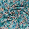 Viscose - Summer Flowerfield - Turquoise/Salmon
