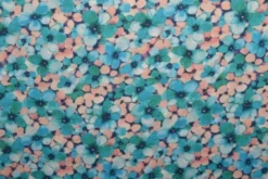 Viscose - Summer Flowerfield - Turquoise/Salmon