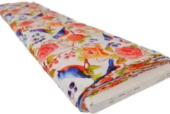 Viscose - The Birds, Berries and Roses on White