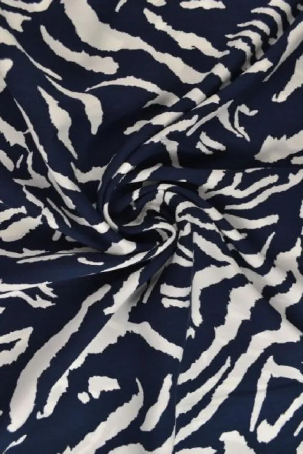 Viscose - Tiger Stripes on Navy