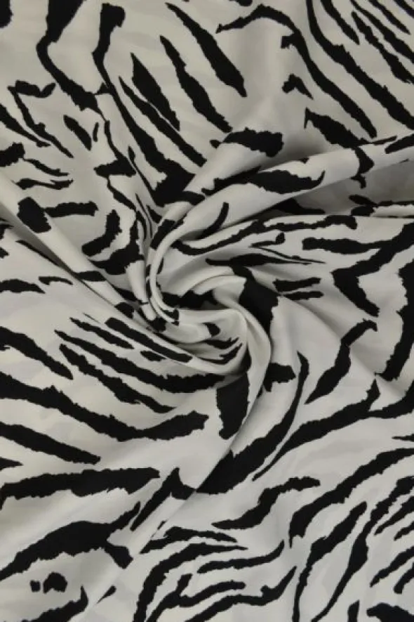 Viscose - Tiger Stripes on White