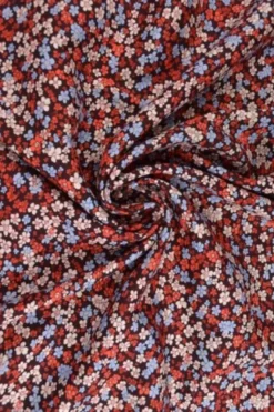 Viscose - Tiny Retro Flowers - Red/Lavender