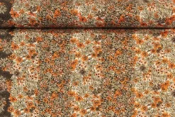 Viscose Tricot - 70's Flowers Brown/Orange/Beige