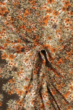 Viscose Tricot - 70's Flowers Brown/Orange/Beige