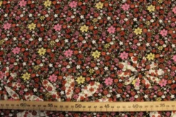 Viscose Tricot - Tiny and Big Flowers on Dark Taupe
