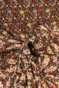 Viscose Tricot - Tiny and Big Flowers on Dark Taupe