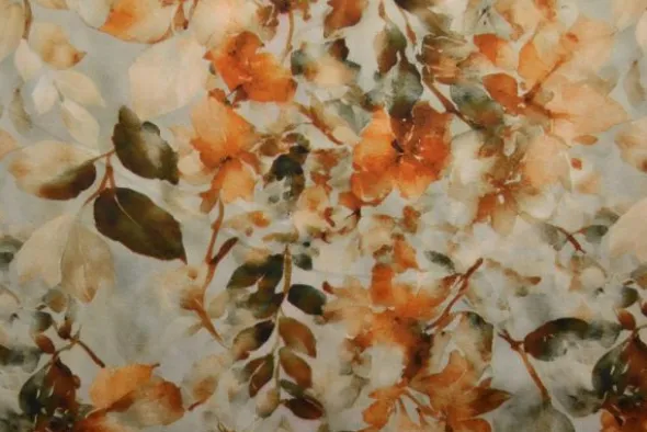 Viscose - Watercolor Flowers - Rusty Autumn