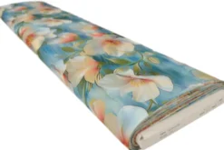 Viscose - White Climbing Flowers on Blue