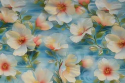 Viscose - White Climbing Flowers on Blue