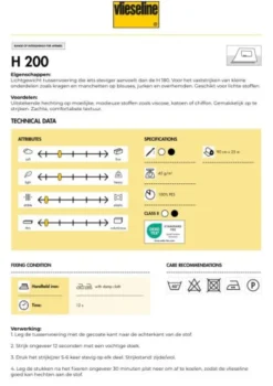 Vlieseline - H200 Wit - 2 meter