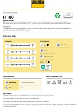 Vlieseline H180 Wit - 2 meter