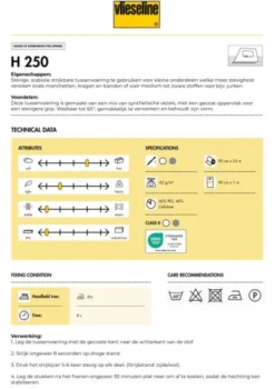 Vlieseline - H250 Zwart - 1 meter